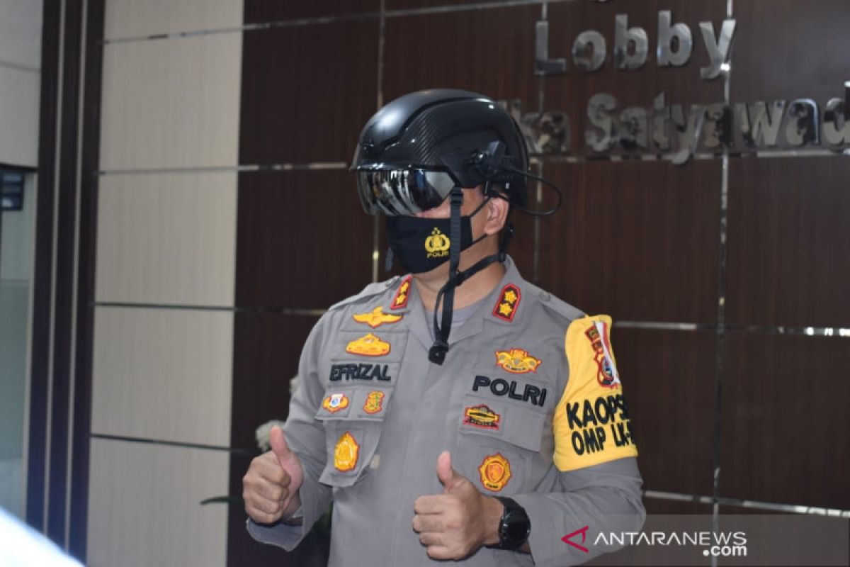 Polres Inhu amankan pilkada gunakan helm canggih