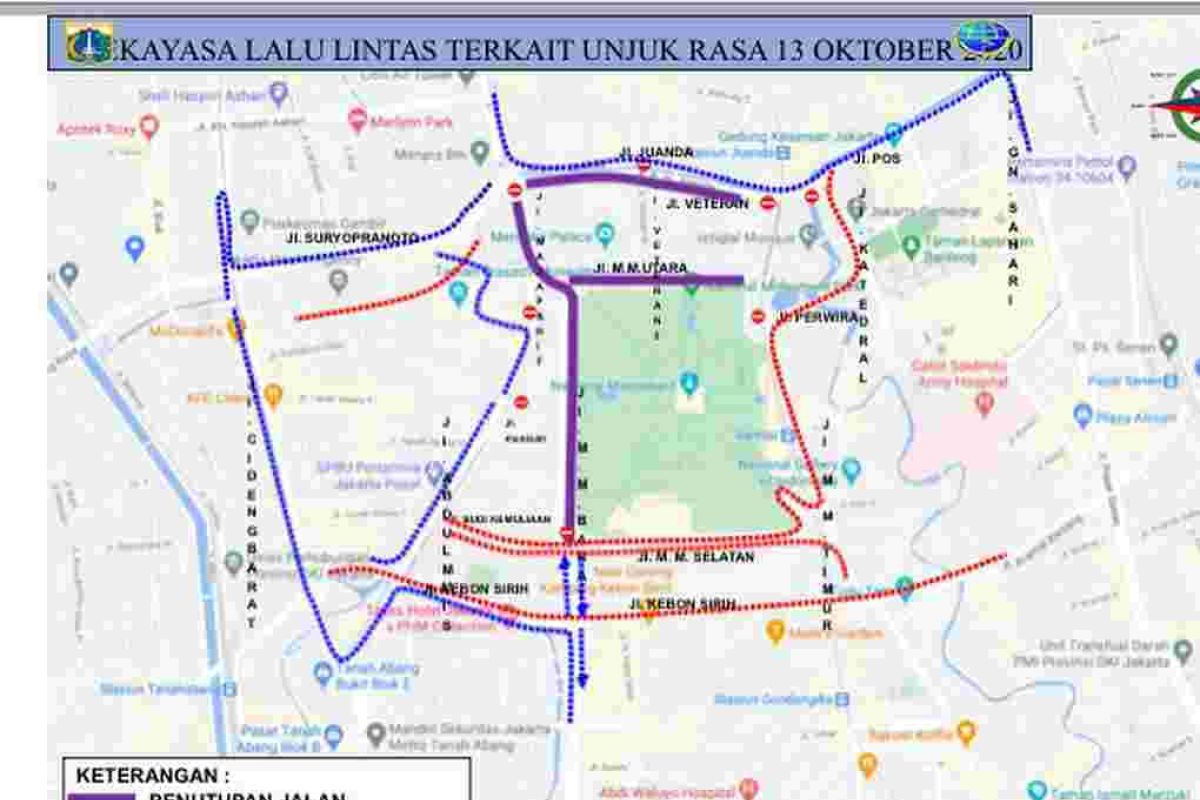 Arus lalu lintas sekitar Monas Jakarta ditutup