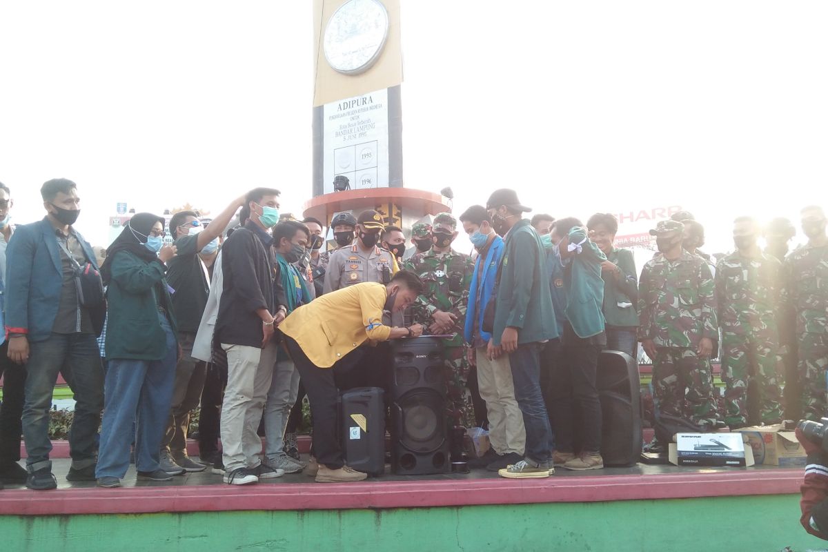 Polisi, TNI dan mahasiswa Lampung tandatangani pakta integritas