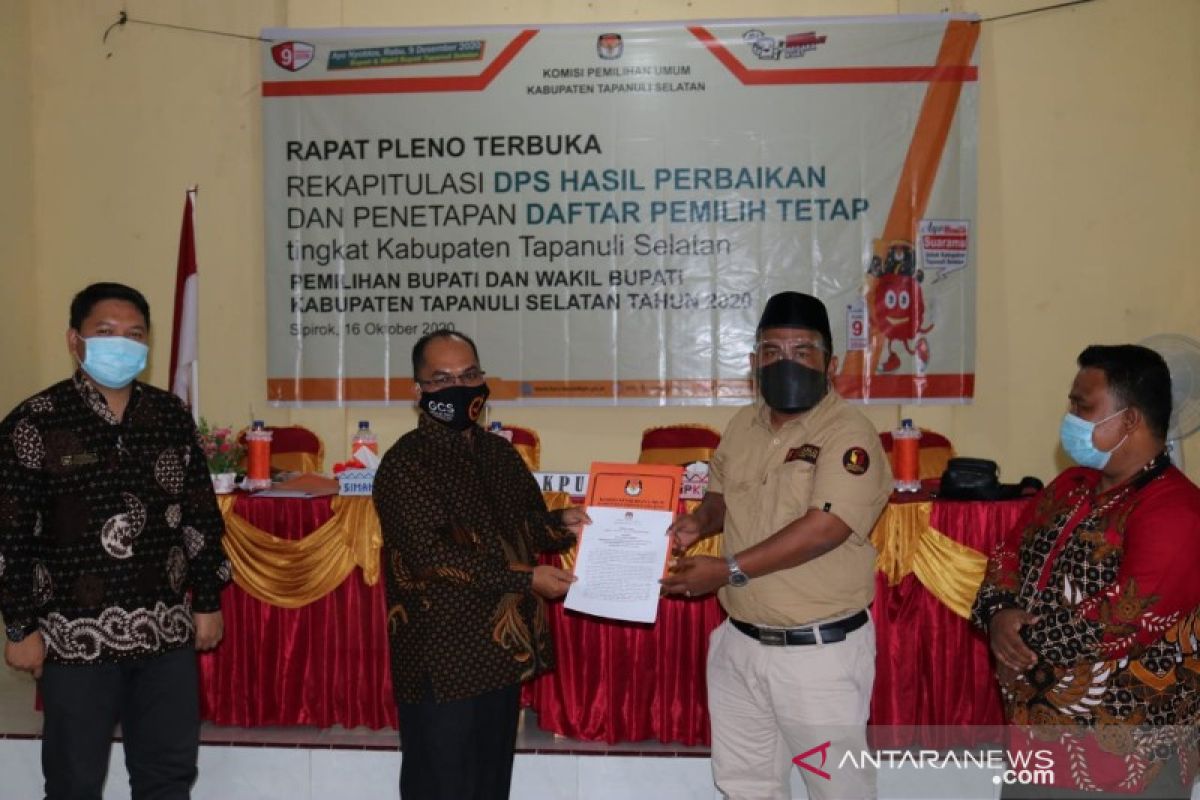 KPU tetapkan DPT Pilkada Tapsel 206.480 jiwa