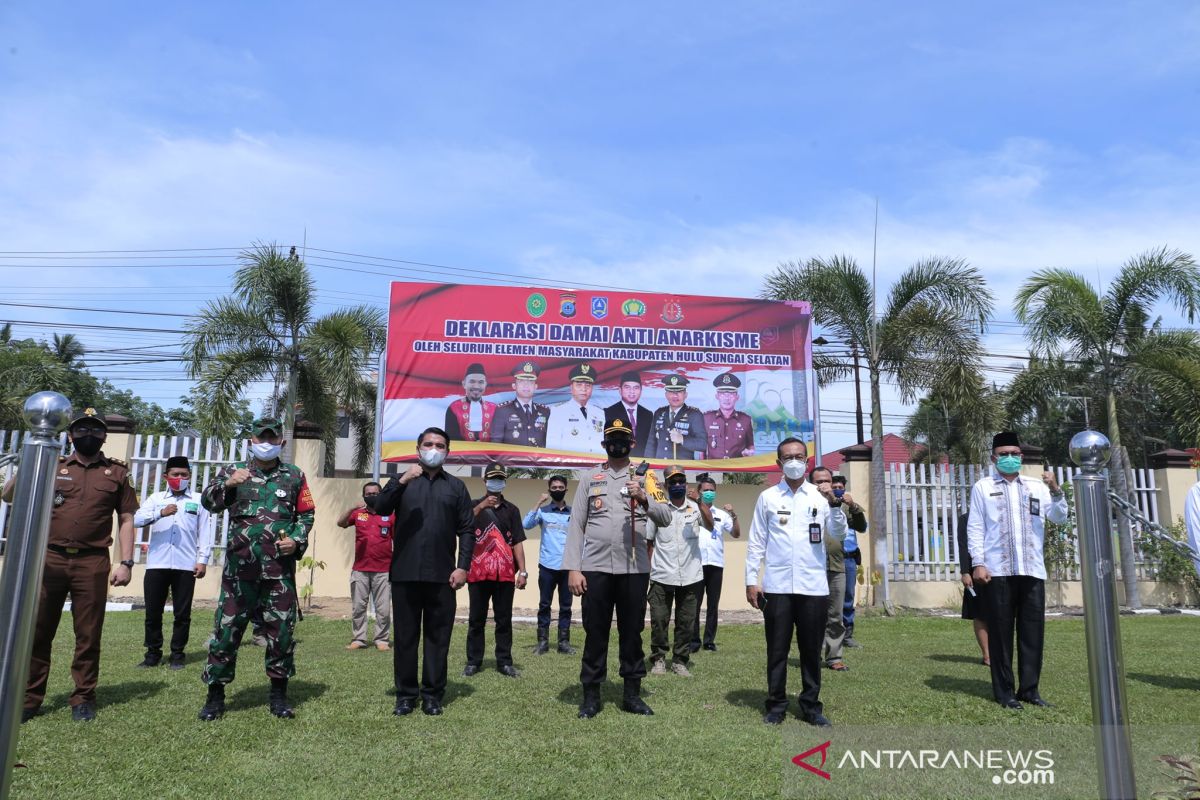 Jaga kedamaian wilayah, Polres HSS laksanakan deklarasi damai anti anarkisme