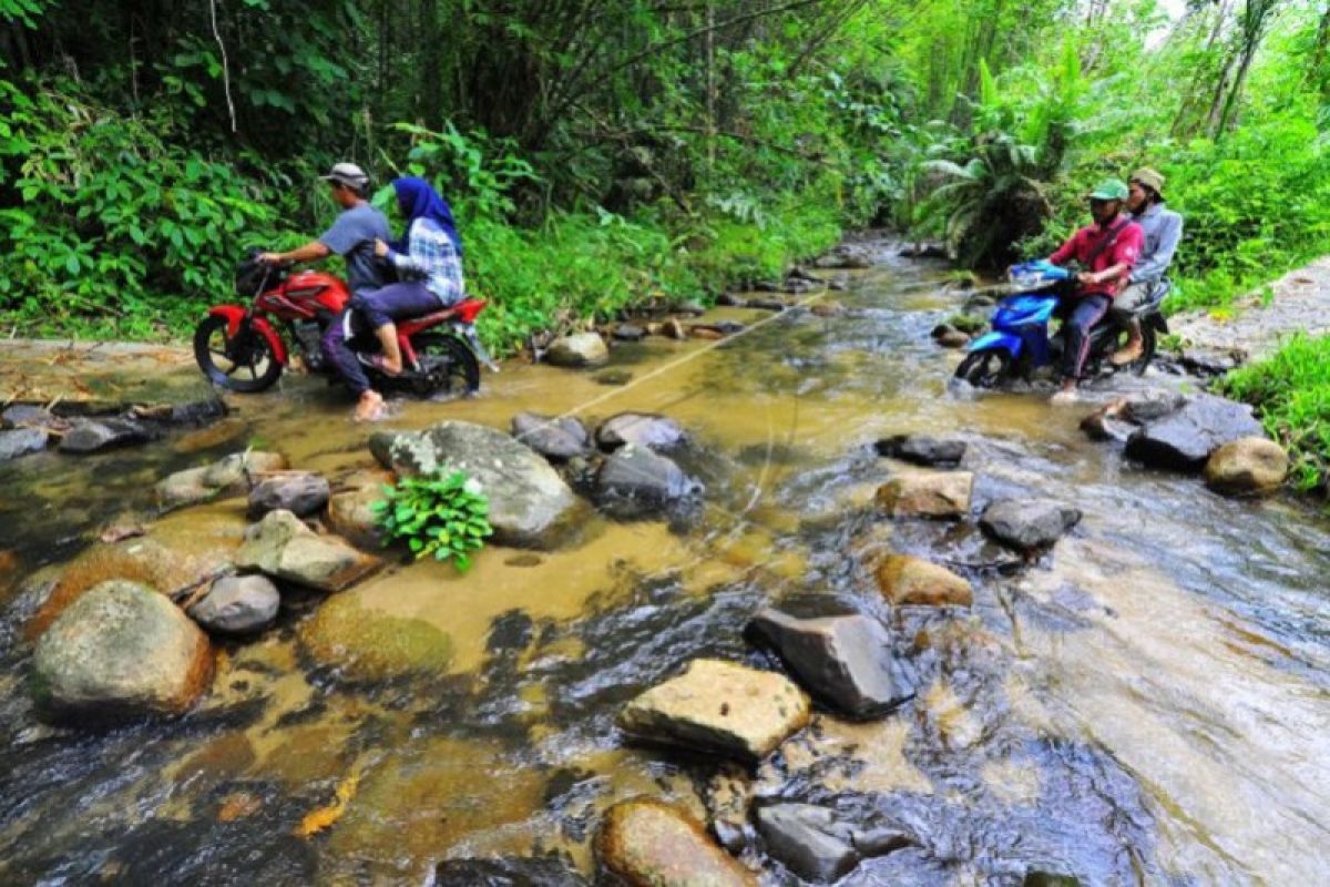 Akses jalan desa terpencil di Jambi