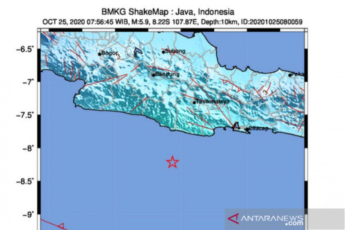 5.9-magnitude earthquake rocks West Java's Pangandaran district