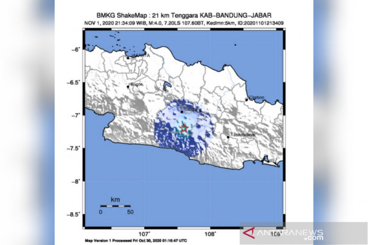 Kabupaten Bandung diguncang gempa 4 magnitudo