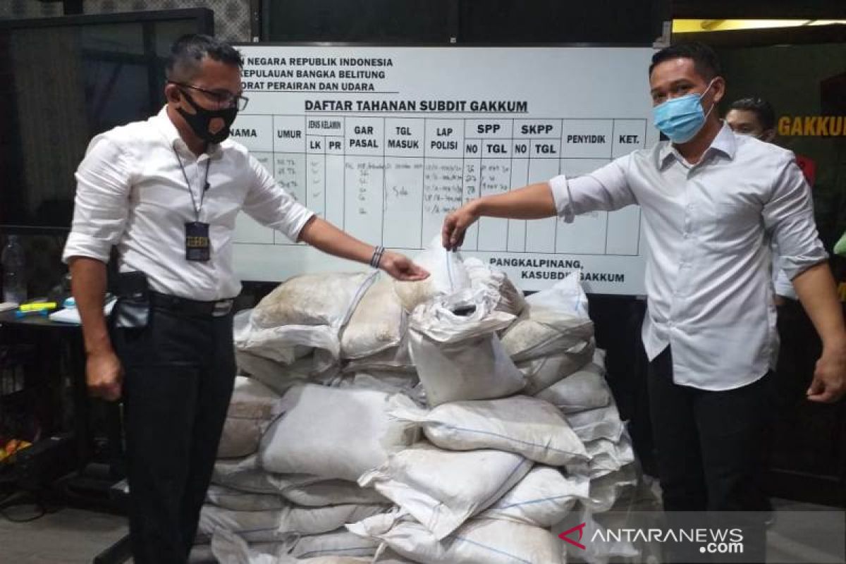 Ditpolairud Babel gagalkan penyelundupan 3,5 ton pasir timah