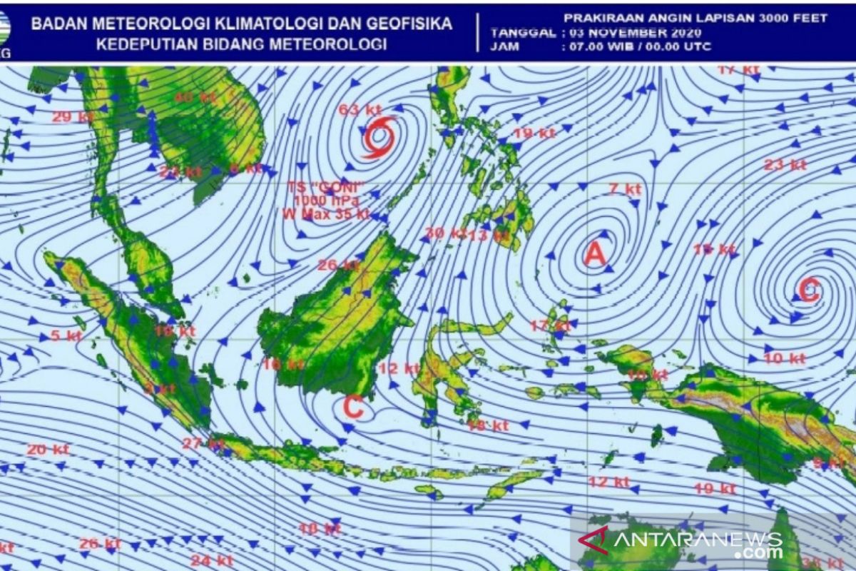 BBMKG: Siklon tropis Goni sebabkan  wilayah di Sumut hujan