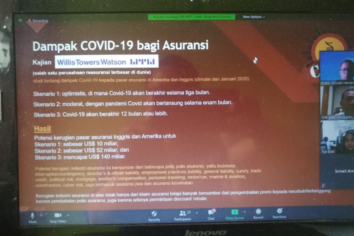 OJK sebut industri asuransi juga terdampak pandemi COVID-19