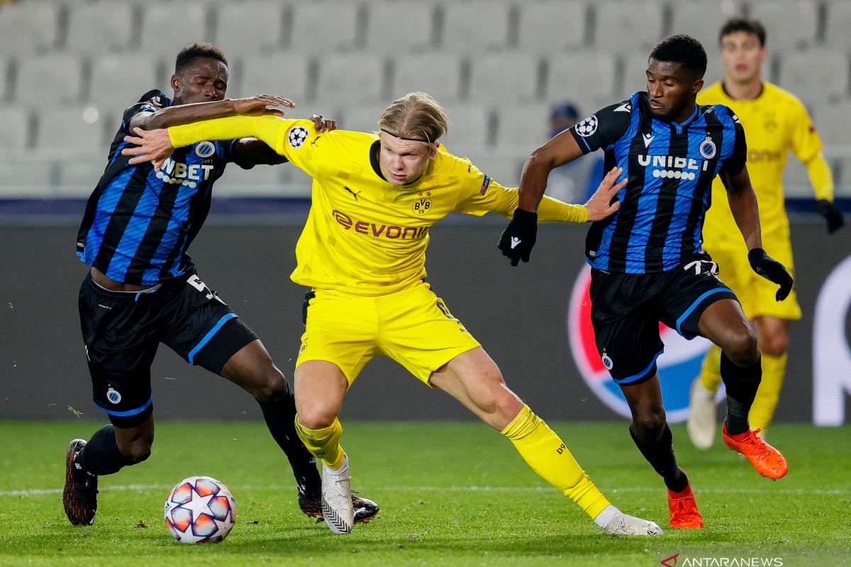 Halland sumbang dwigol saat Dortmund menang 3-0 atas  Brugge