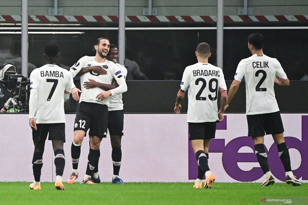 Liga Europa - Tiga gol dicetak Yusuf Yacizi antar Lille pecundangi AC Milan 3-0
