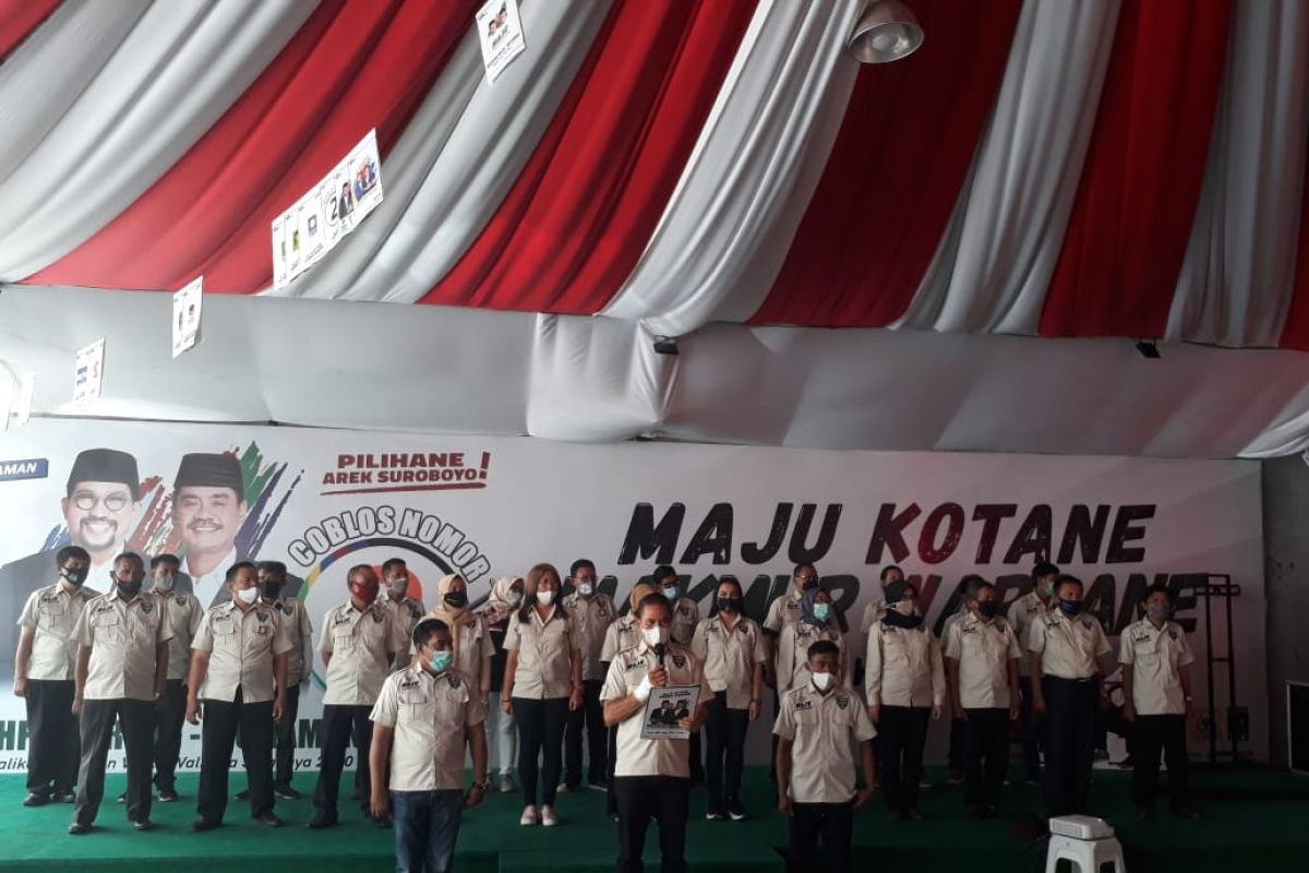 Relawan Machfud-Mujiaman deklrasi lawan kecurangan di Pilkada Surabaya 2020