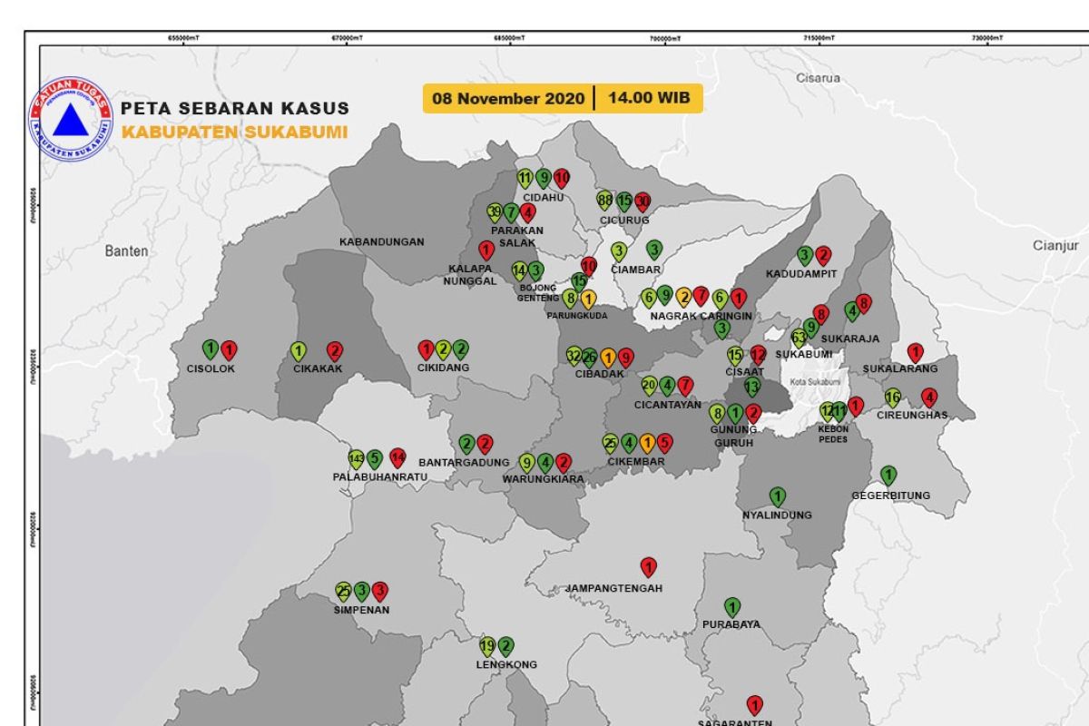 Sepekan kasus COVID-19 di Kabupaten Sukabumi bertambah 121 orang
