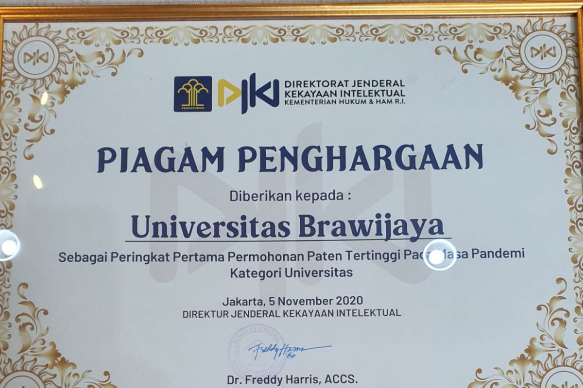 Universitas Brawijaya menjadi kampus ajukan paten terbanyak selama pandemi