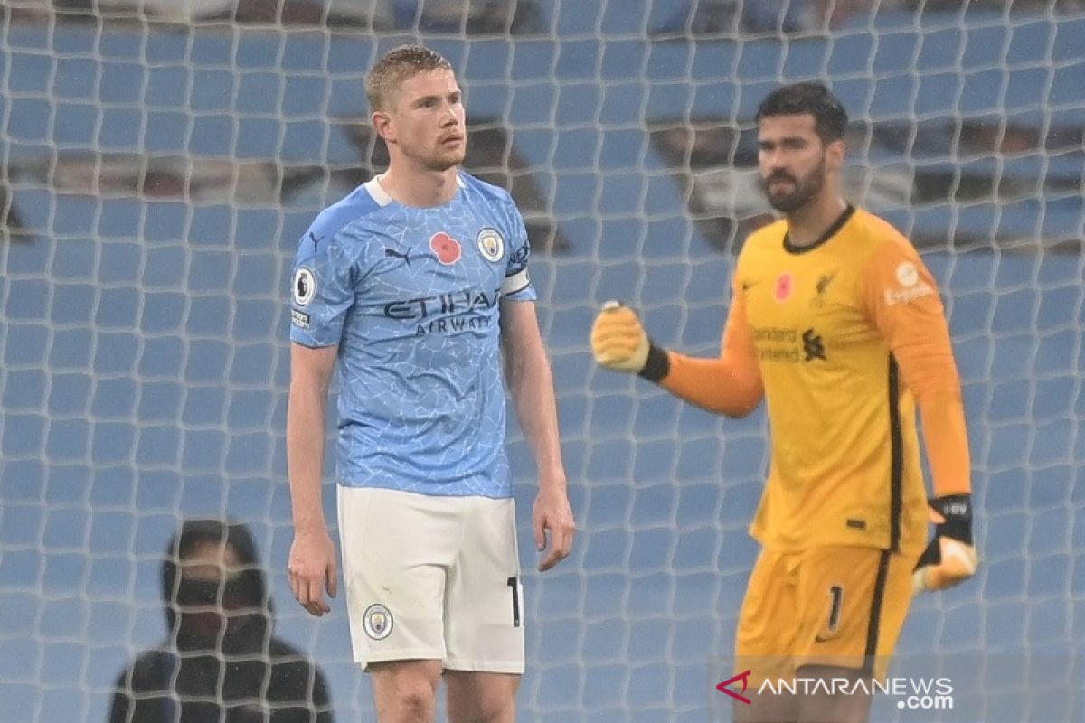 Kevin de Bruyne gagal tendangan penalti, City vs Liverpool imbang 1-1