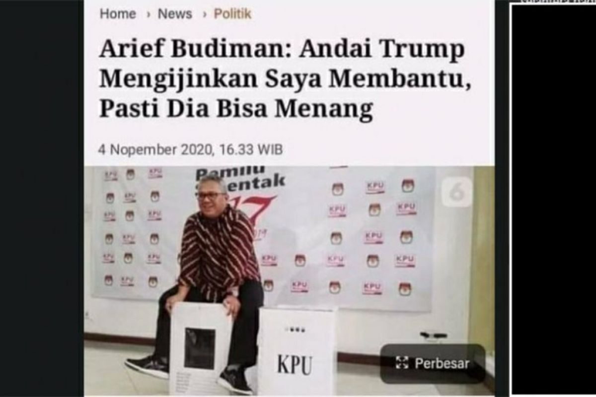 Ternyata hoaks, Arief Budiman katakan bisa memenangkan Trump