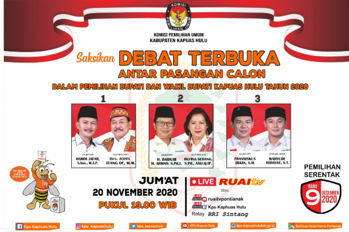 Debat Paslon Pilkada Kapuas Hulu salah satu materinya terkait COVID-19