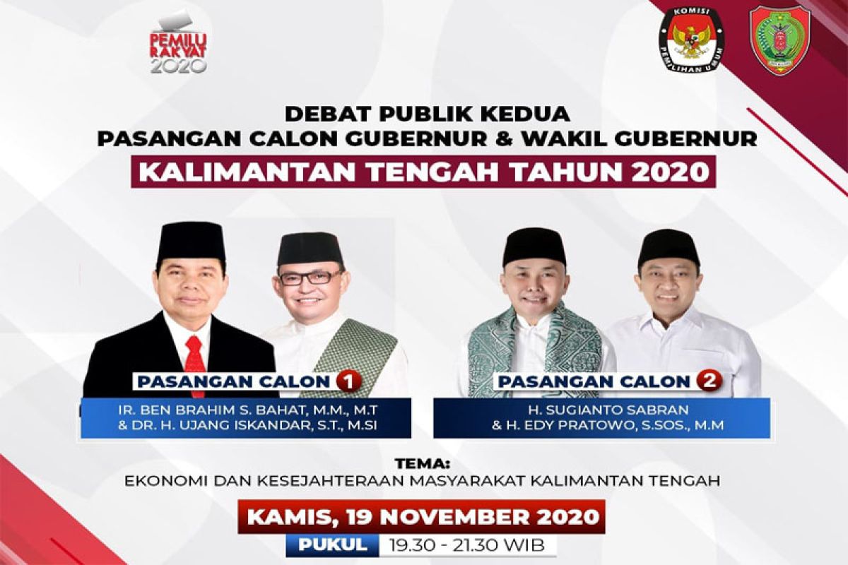 Tetap dilaksanakan, debat cagub Kalteng kedua diikuti tiga orang