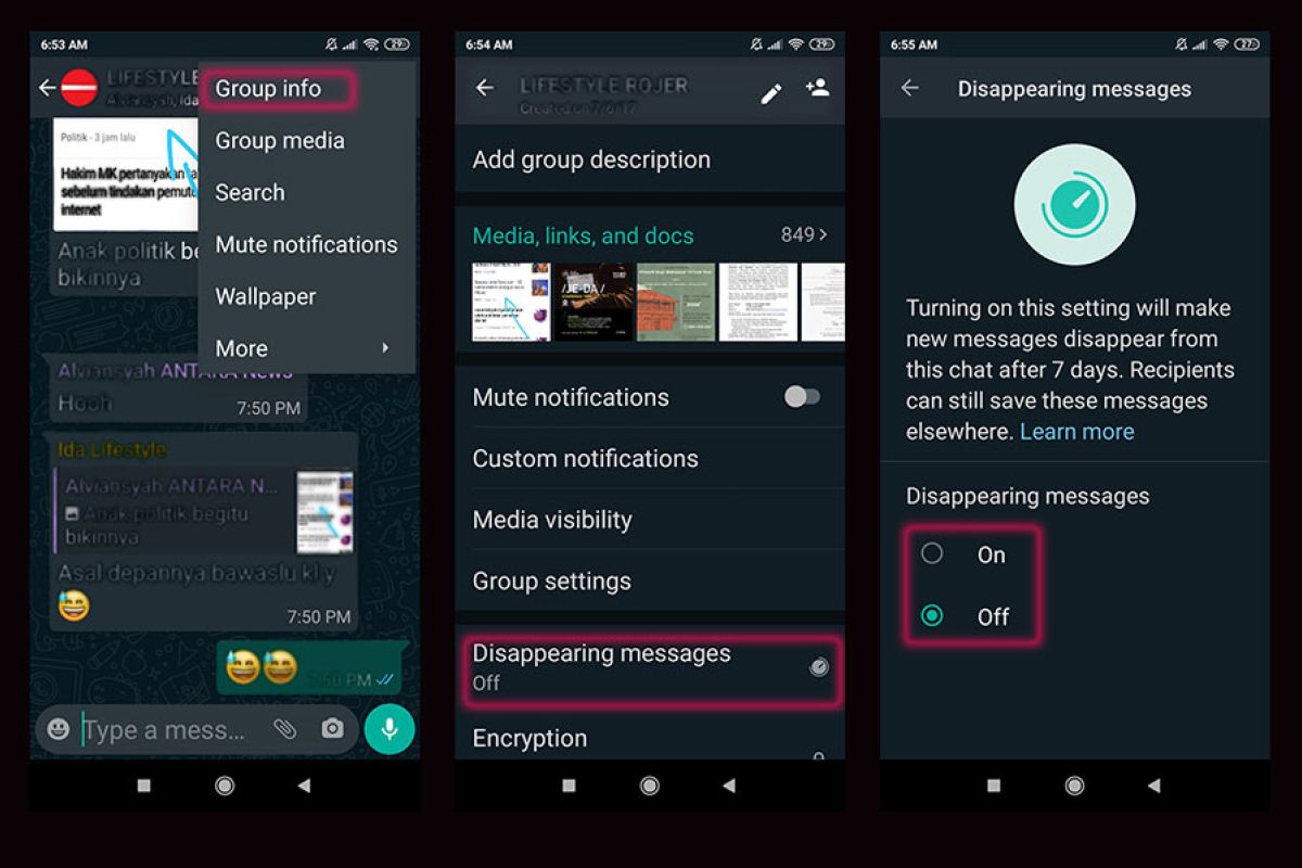 Begini cara aktifkan fitur pesan menghilang otomatis di WhatsApp