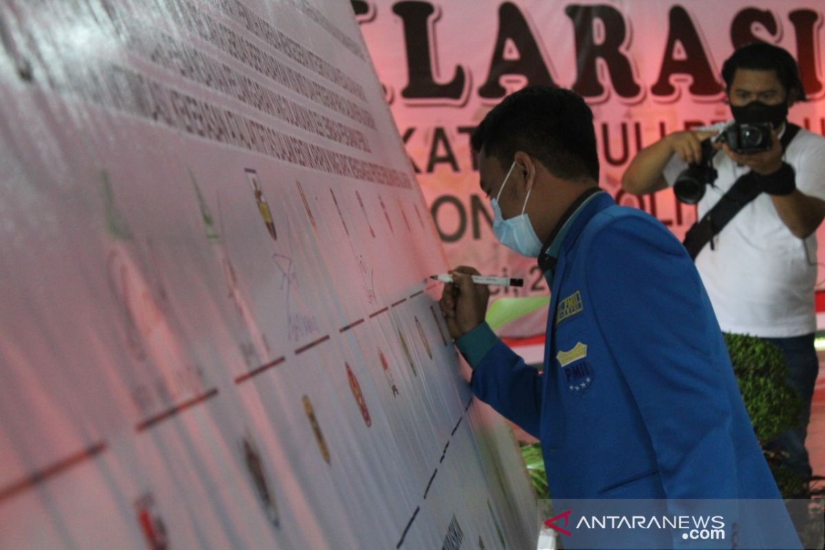 Jelang pencoblosan, puluhan ormas di Riau deklarasi anti poltik uang