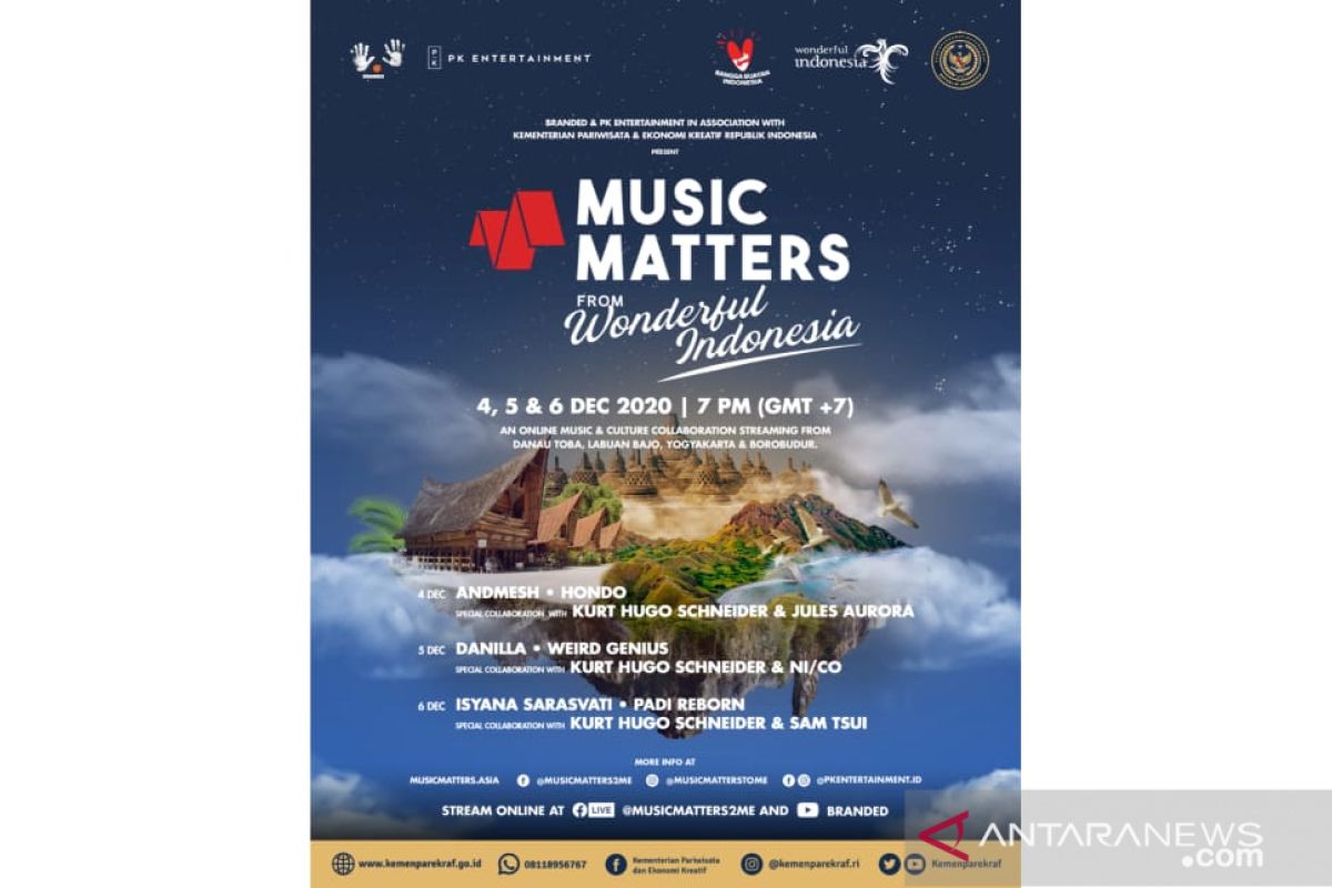 Konser "Music Matters" dihelat di tiga destinasi wisata prioritas