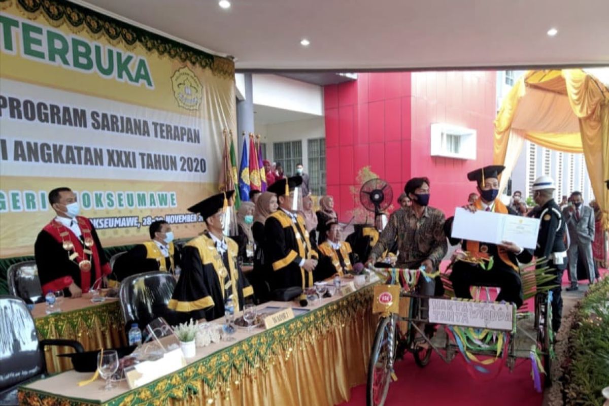 Wisuda ditengah pandemi, Politeknik Negeri Lhokseumawe wisuda sistem drive thru