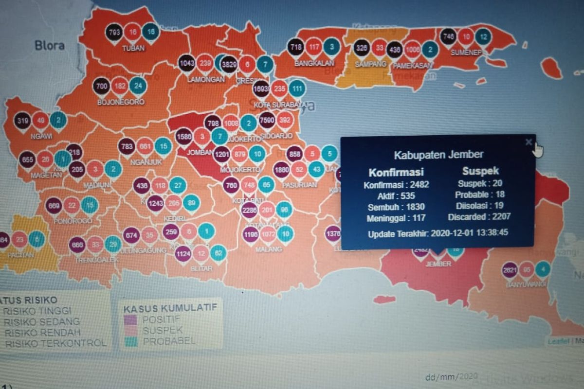 Jember kembali masuk zona merah COVID-19