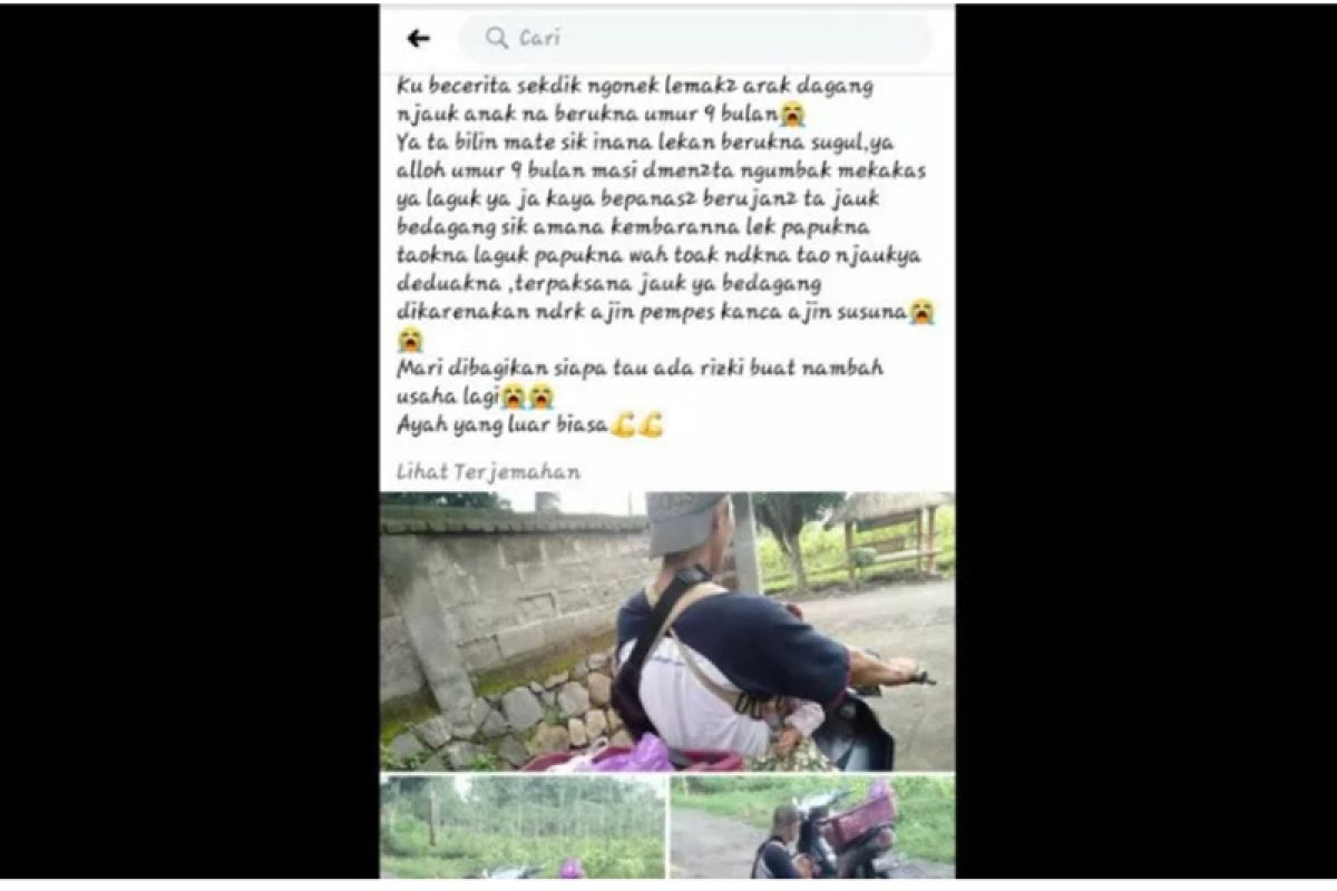 Istri meninggal, seorang ayah gendong anaknya umur 9 bulan sambil jualan keliling