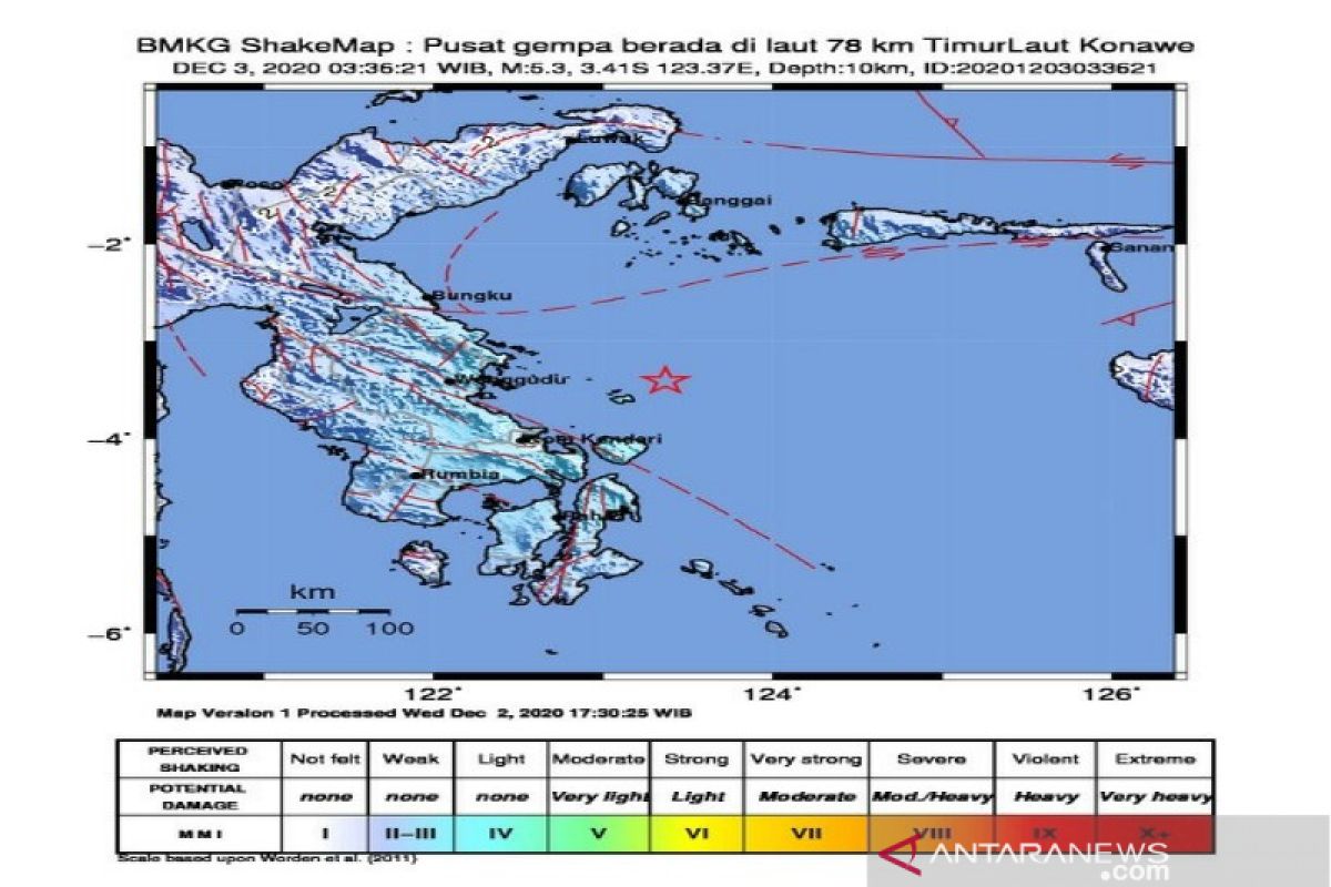 Warga Sulawesi Tenggara tak rasakan gempa bermagnitudo 5,3
