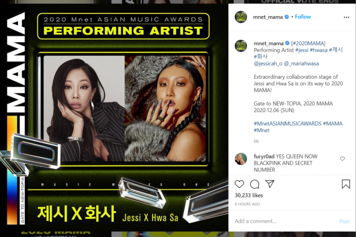 Hwasa MAMAMOO dan Jessi bakal berkolaborasi di MAMA 2020