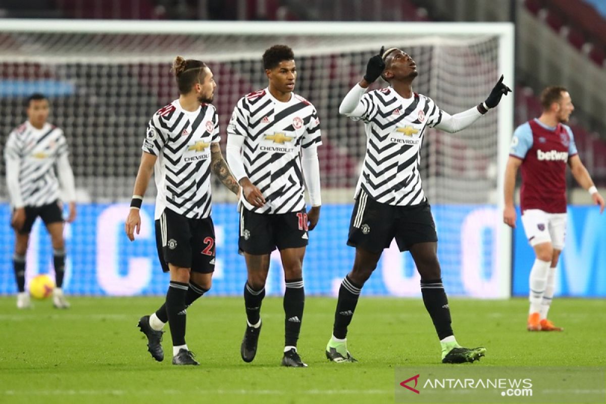 Pogba cetak gol perdana musim ini bantu MU libas West Ham 3-1