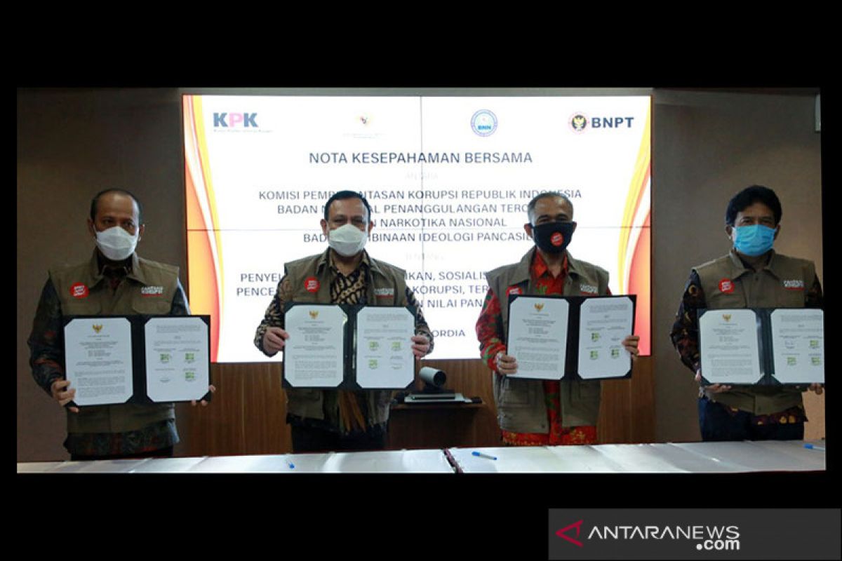 KPK sepakati tukar informasi upaya cegah korupsi dengan BNPT-BNN-BPIP