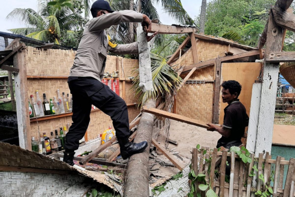 Saat pilkada di Loteng, rumah warga Pujut roboh tertimpa pohon kelapa saat angin kencang