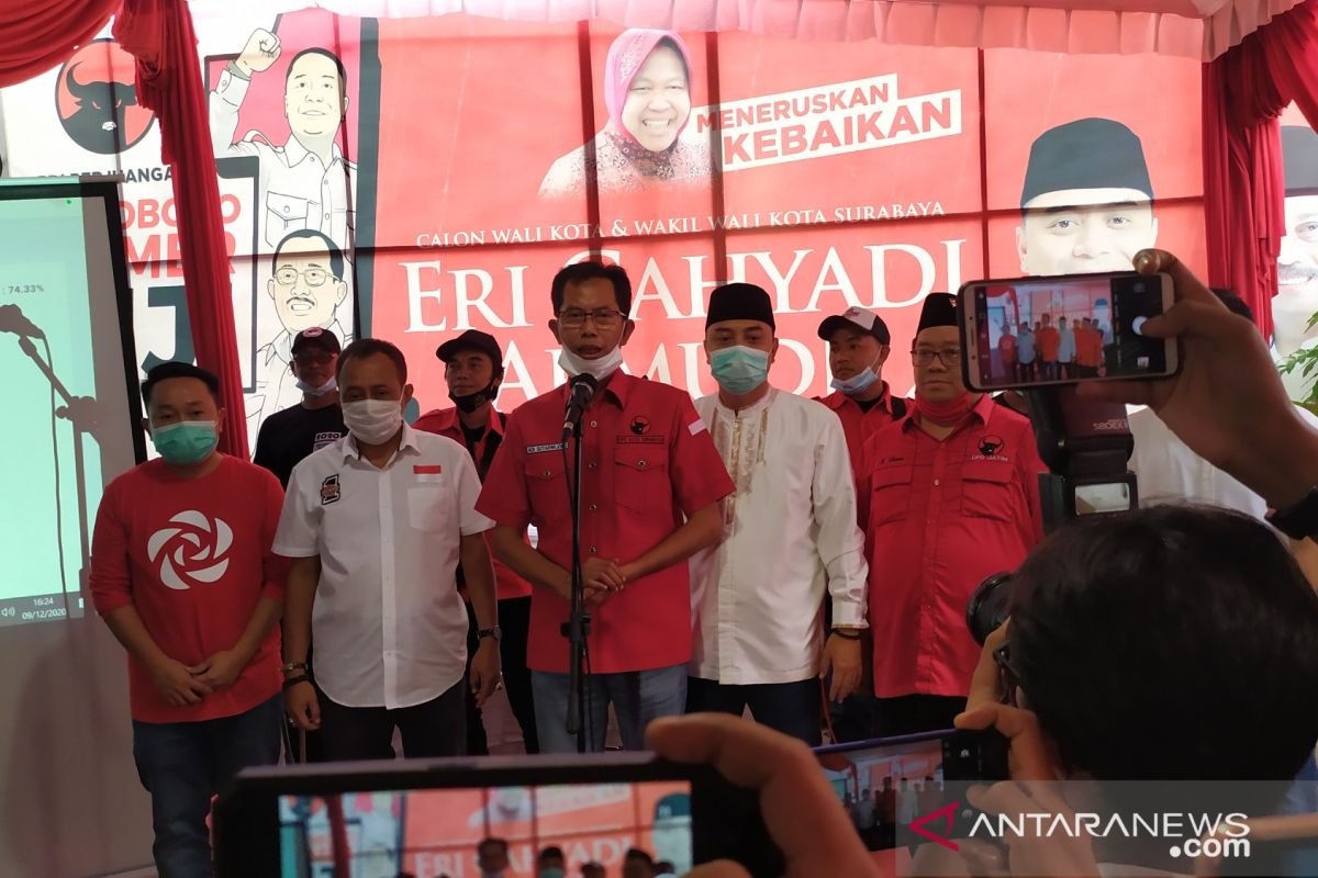 Unggul sementara versi hasil hitung cepat, Eri minta pendukung tak euforia berlebih