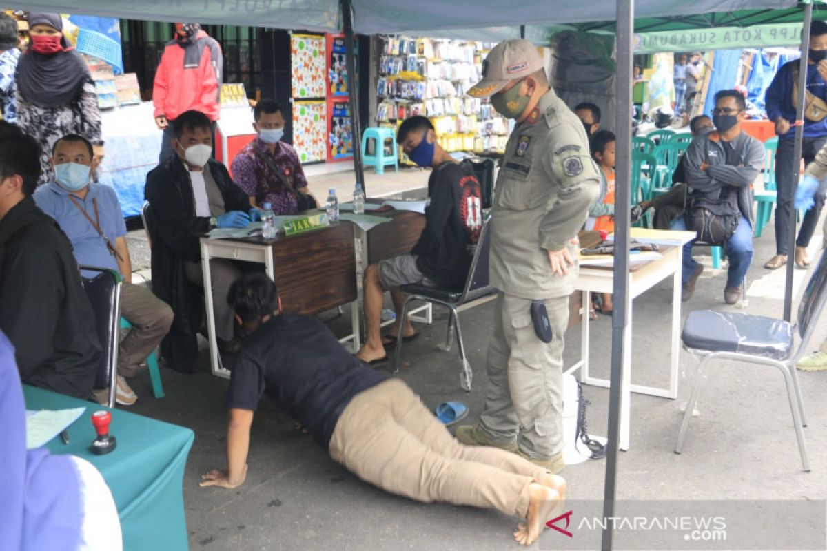 Petugas gabungan Kota Sukabumi jaring 643 pelanggar protokol kesehatan