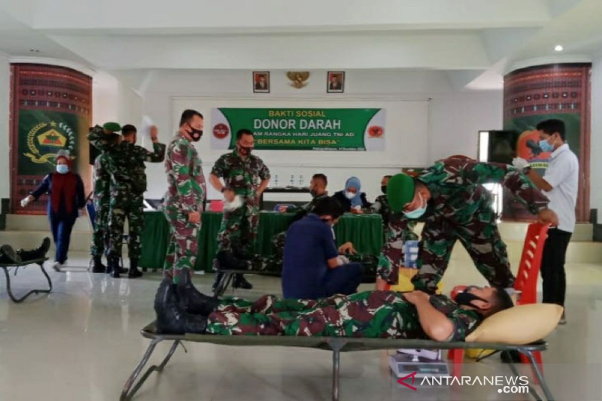 Hari Juang TNI AD, Yonif 123/Rajawali gelar donor darah