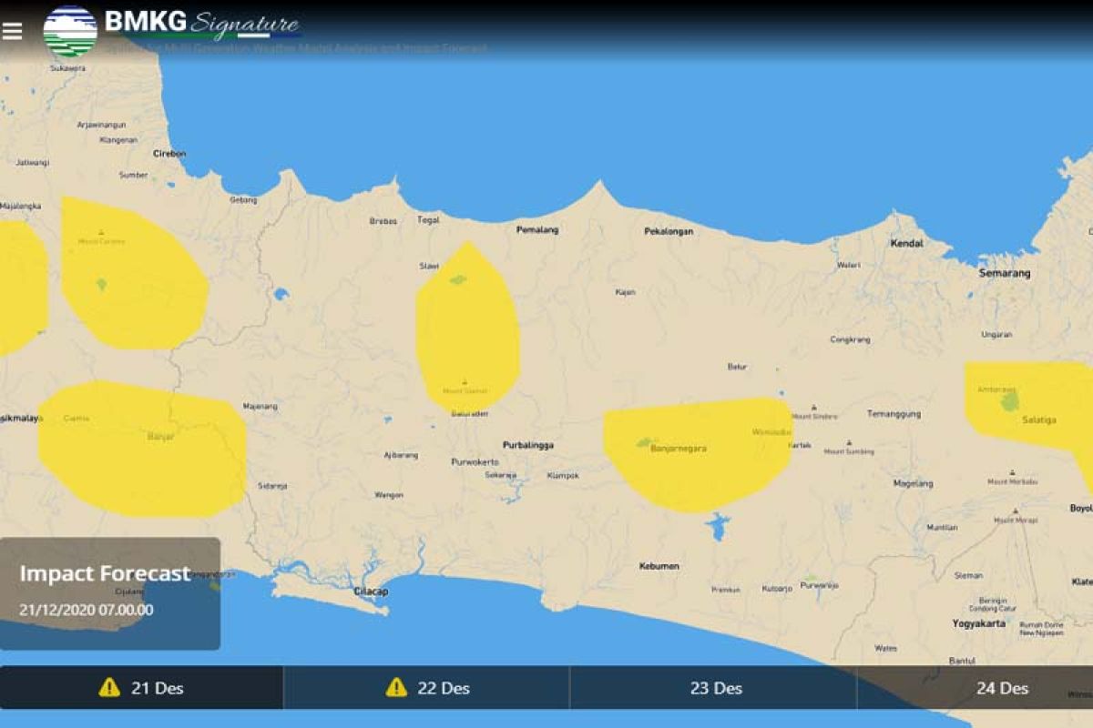 Waspadai dampak hujan lebat di Jateng selatan 21-22 Desember