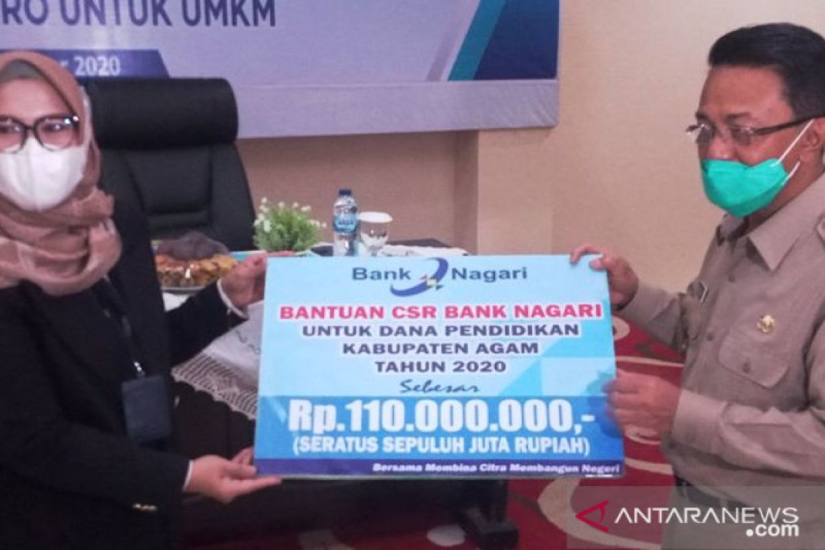 Bank Nagari Cabang Lubukbasung salurkan CSR pendidikan bagi siswa Agam