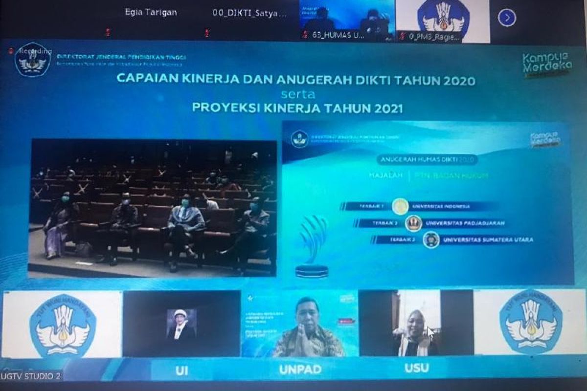 UI raih tiga penghargaan pada ajang Anugerah Humas Dikti 2020