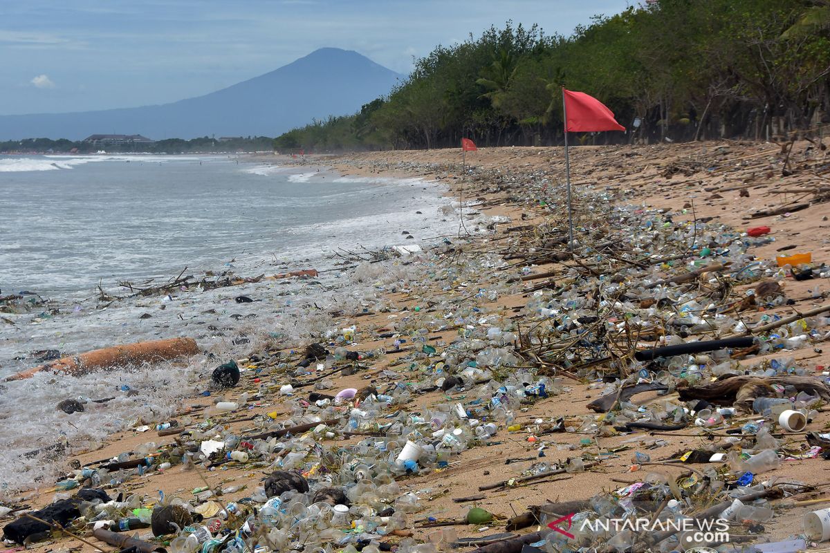 Sekitar 30 ton sampah diangkut dari Pantai Kuta