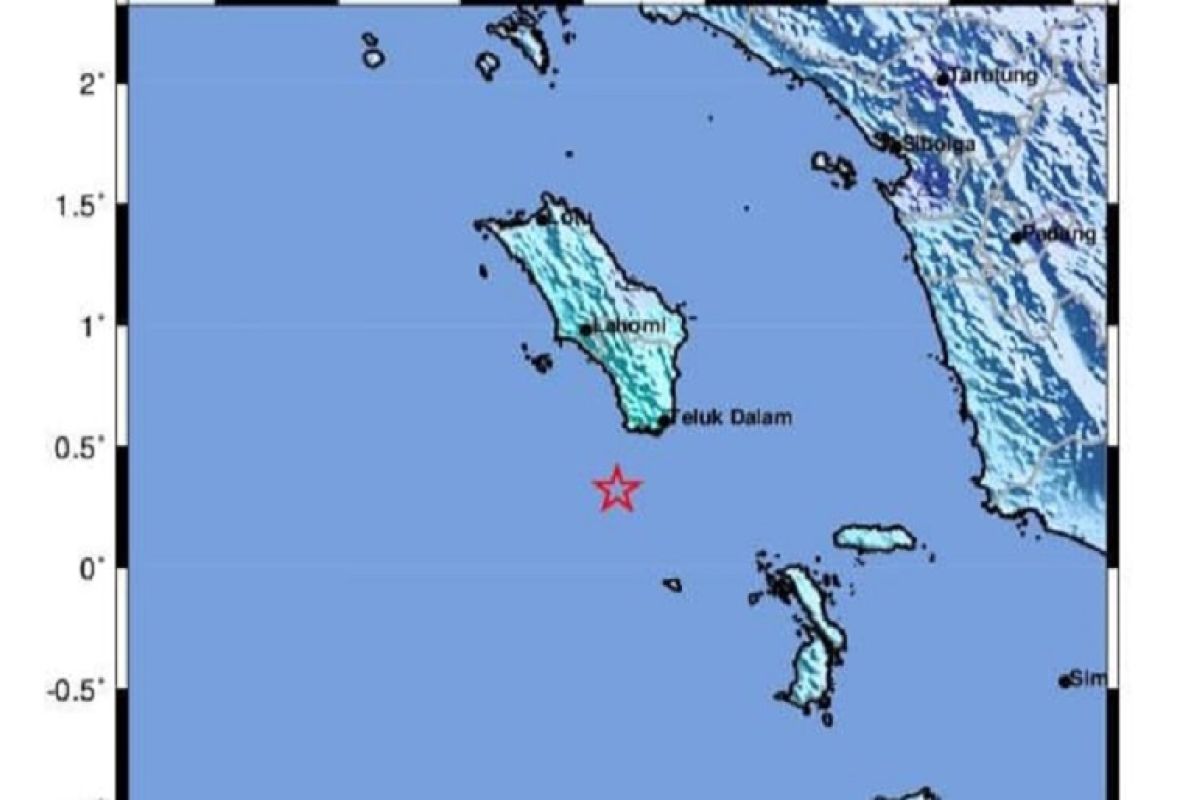 Gempa magnitudo 5,2 guncang Nias Selatan