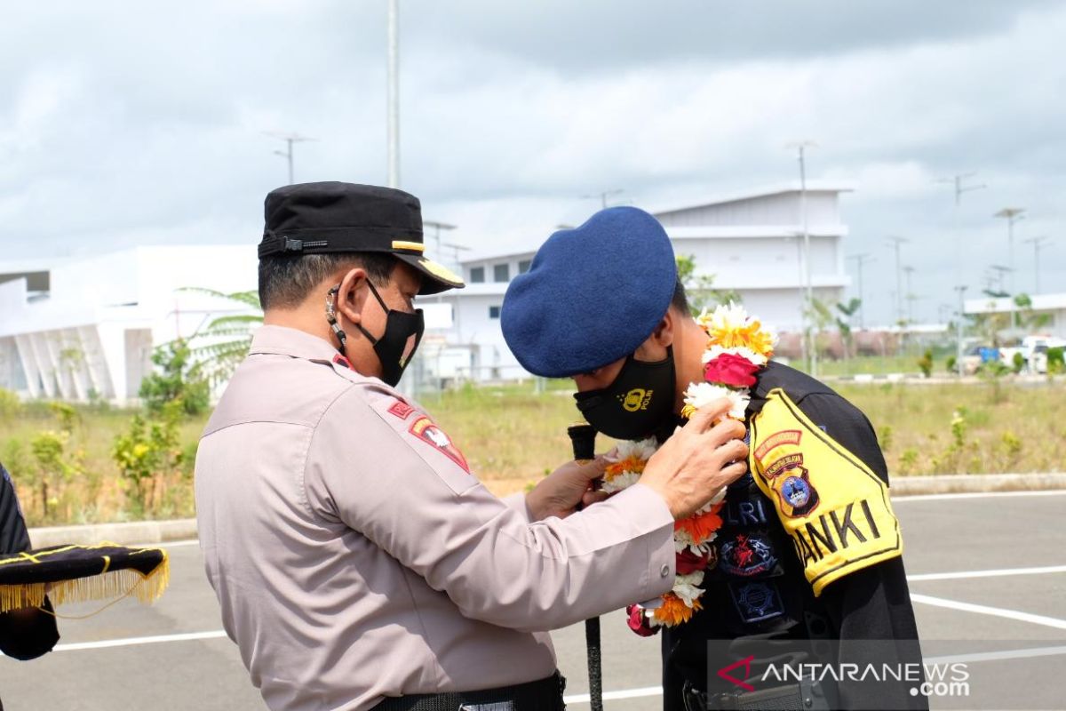 100 anggota Brimob Polda Kalsel kembali usai tugas kamtibmas di Jakarta