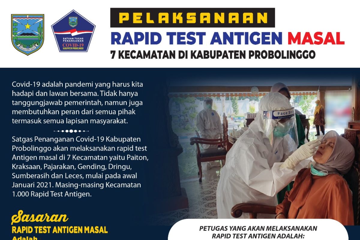 Pemkab Probolinggo tes cepat antigen warga di tujuh kecamatan zona merah