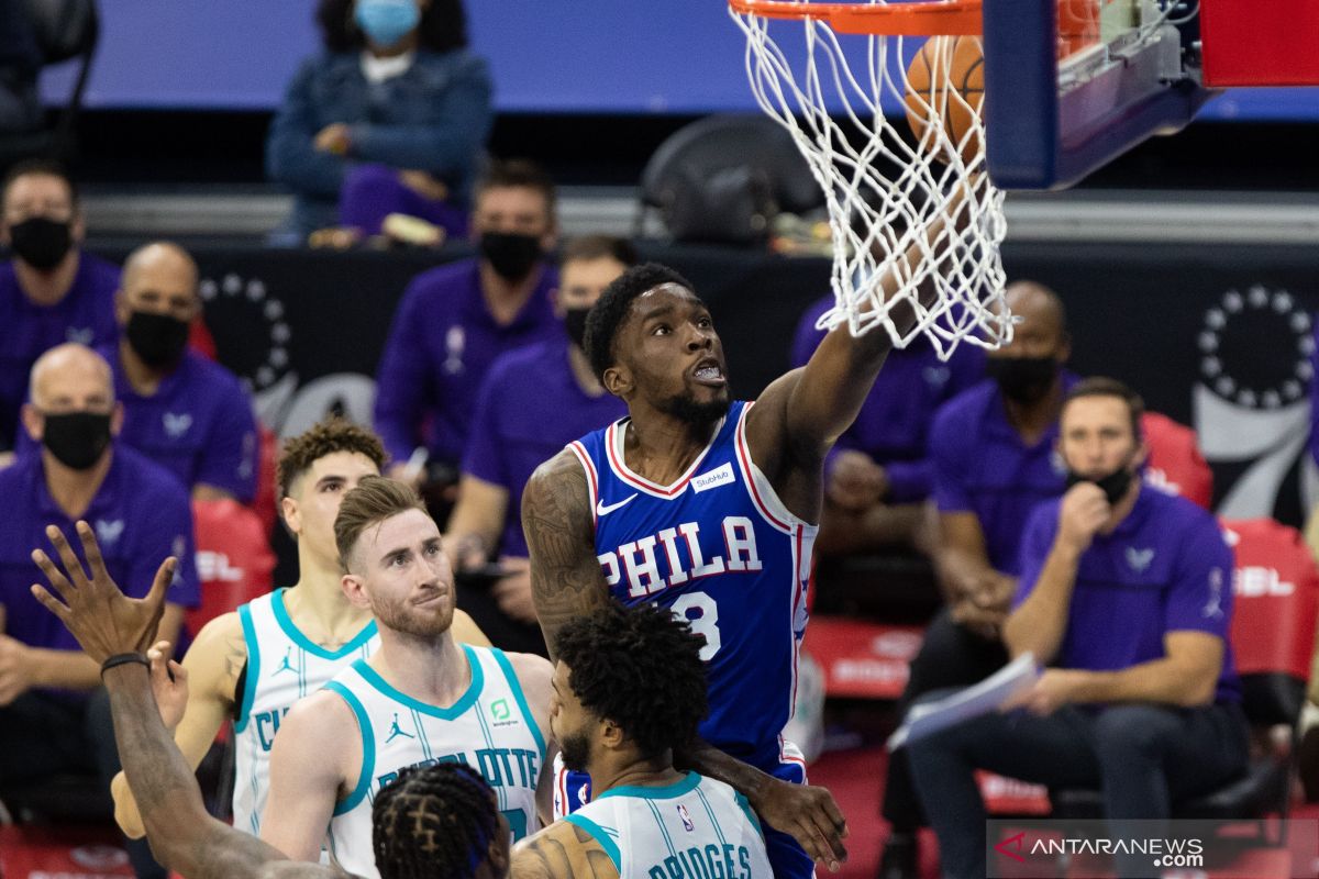 Tujuh pemain 76ers mencetak dobel digit saat menang atas Hornets