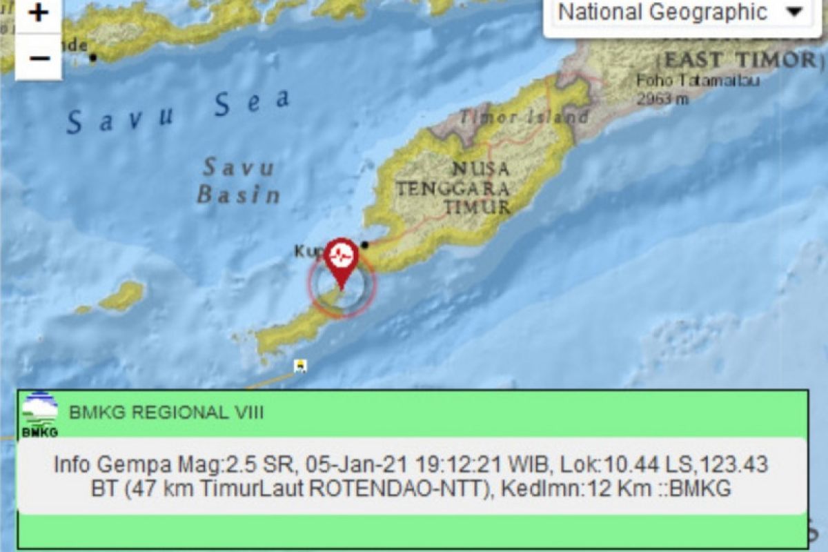 Gempa maginitudo 4,8 guncang Kabupaten Kupang