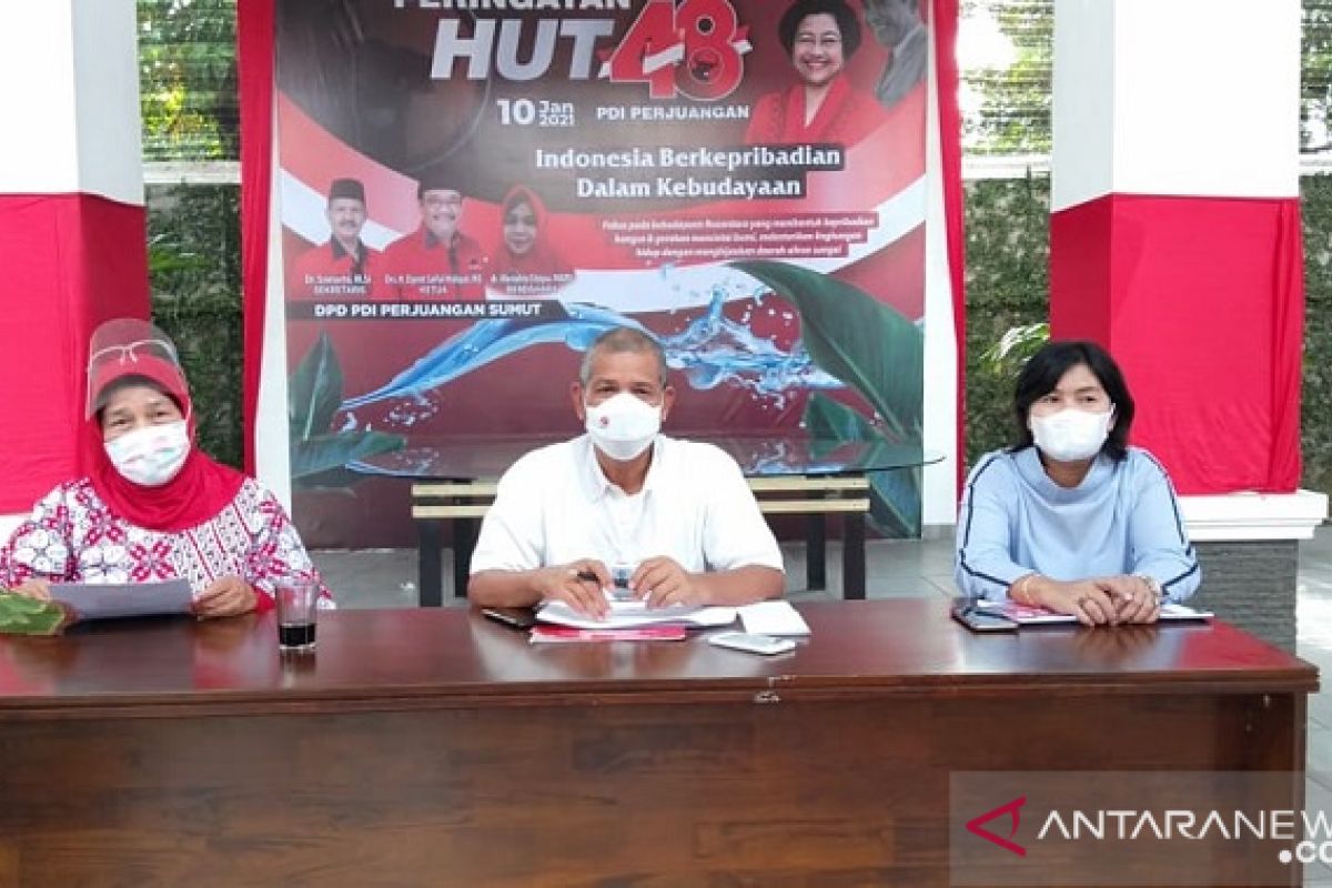 HUT Ke-48, PDIP Sumut lakukan penghijauan dan berikan penganugerahan tokoh