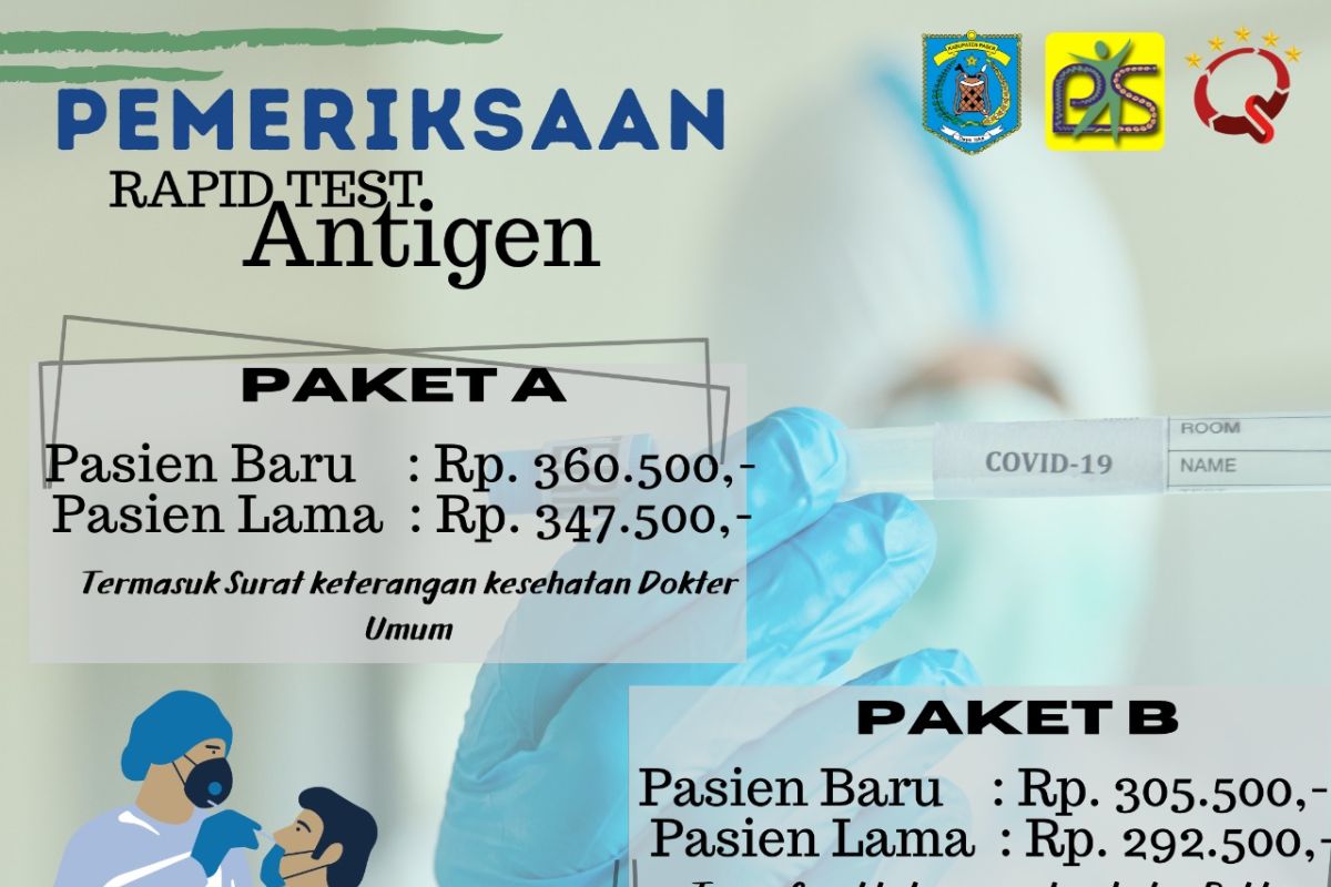 Biaya rapid tes antigen di RSUD Kabupaten Paser Rp360.500