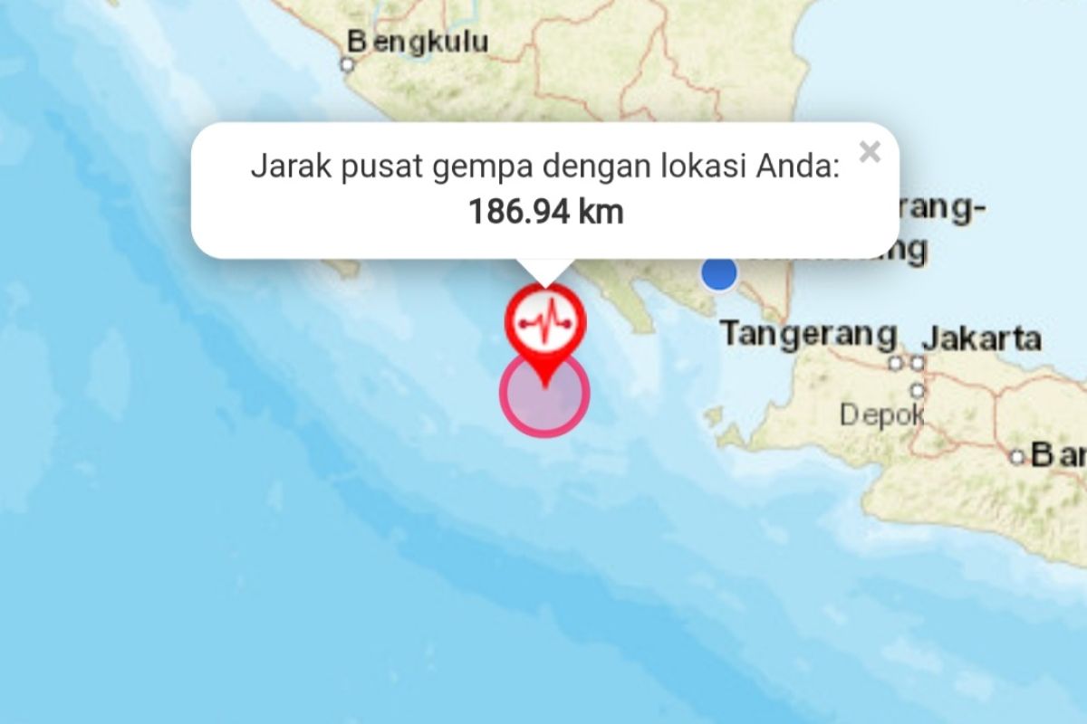 5.4-magnitude quake hits Pesisir Barat in Lampungprovince