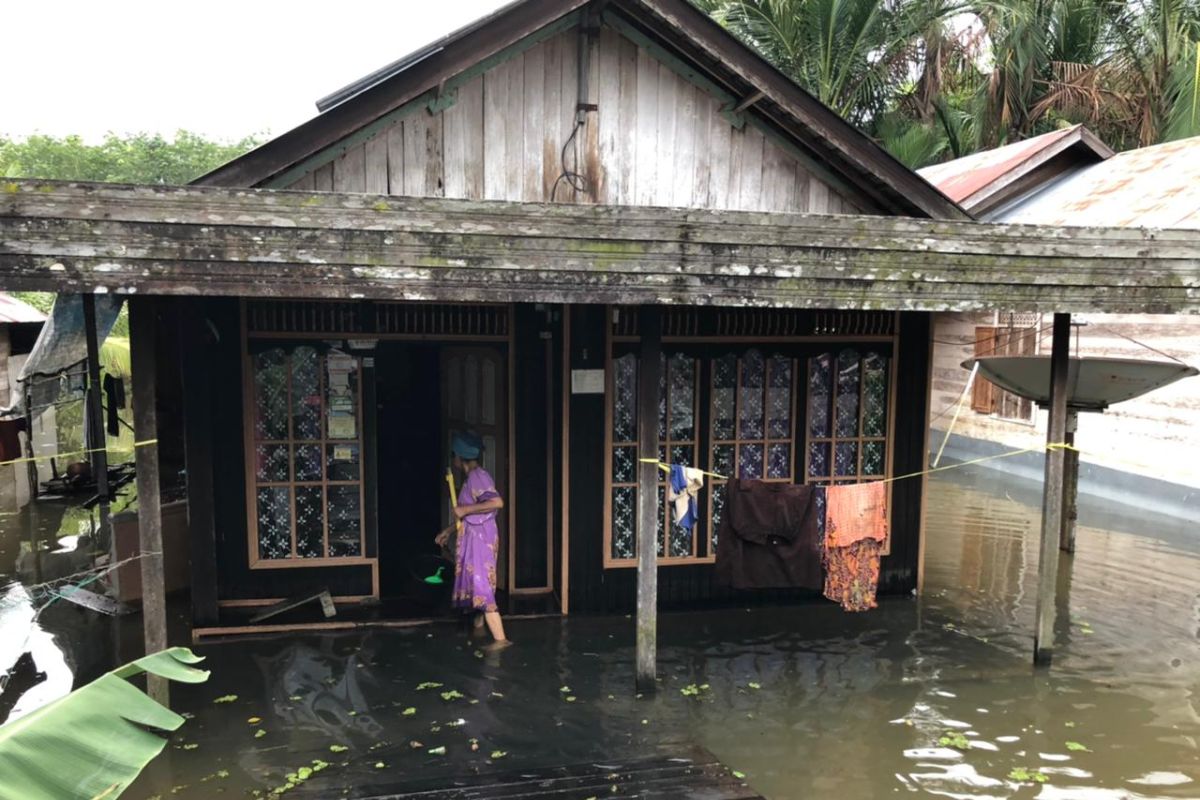 Pascabanjir, warga Desa Baru Kecamatan Awayan mulai membersihkan rumah