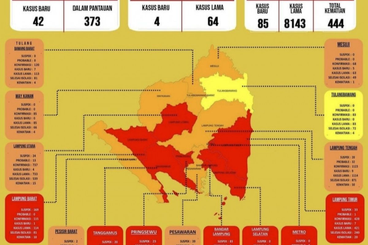 Lampung Barat masuk zona merah total ada 7 zona merah di Lampung