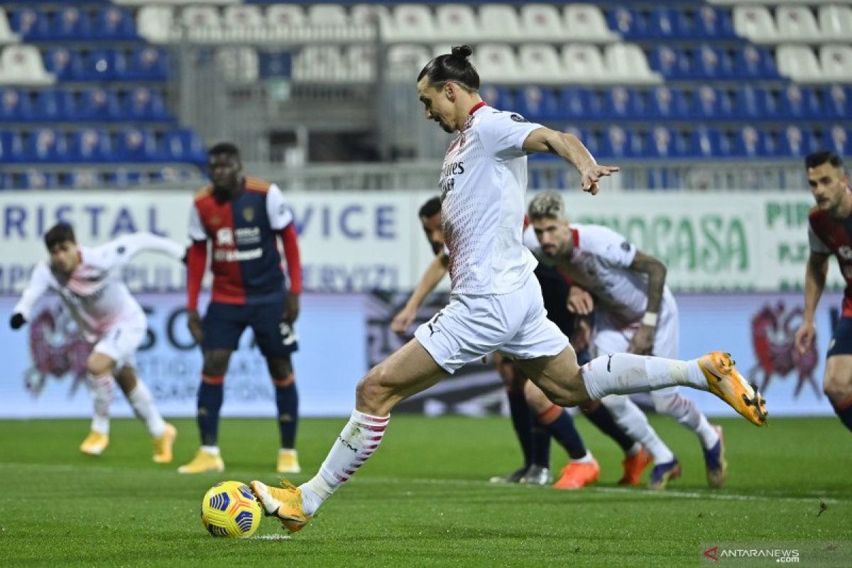 Gol Ibrahimovic menangkan AC Milan atas Cagliari