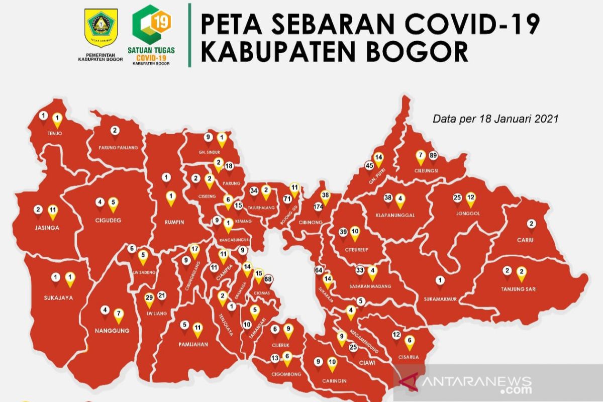 Seluruh wilayah di Kabupaten Bogor berstatus zona merah COVID-19